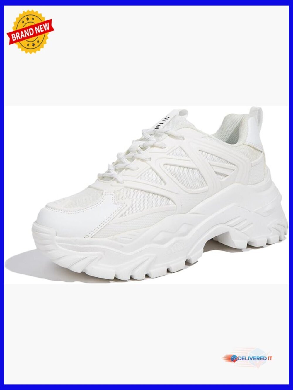 Chunky Platform Sneakers - Lace Up Walking Shoes - Comfortable Casual Tennis